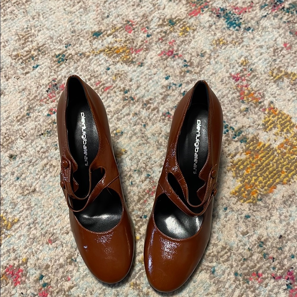 Italian Brown Patent Leather Women's Shoes